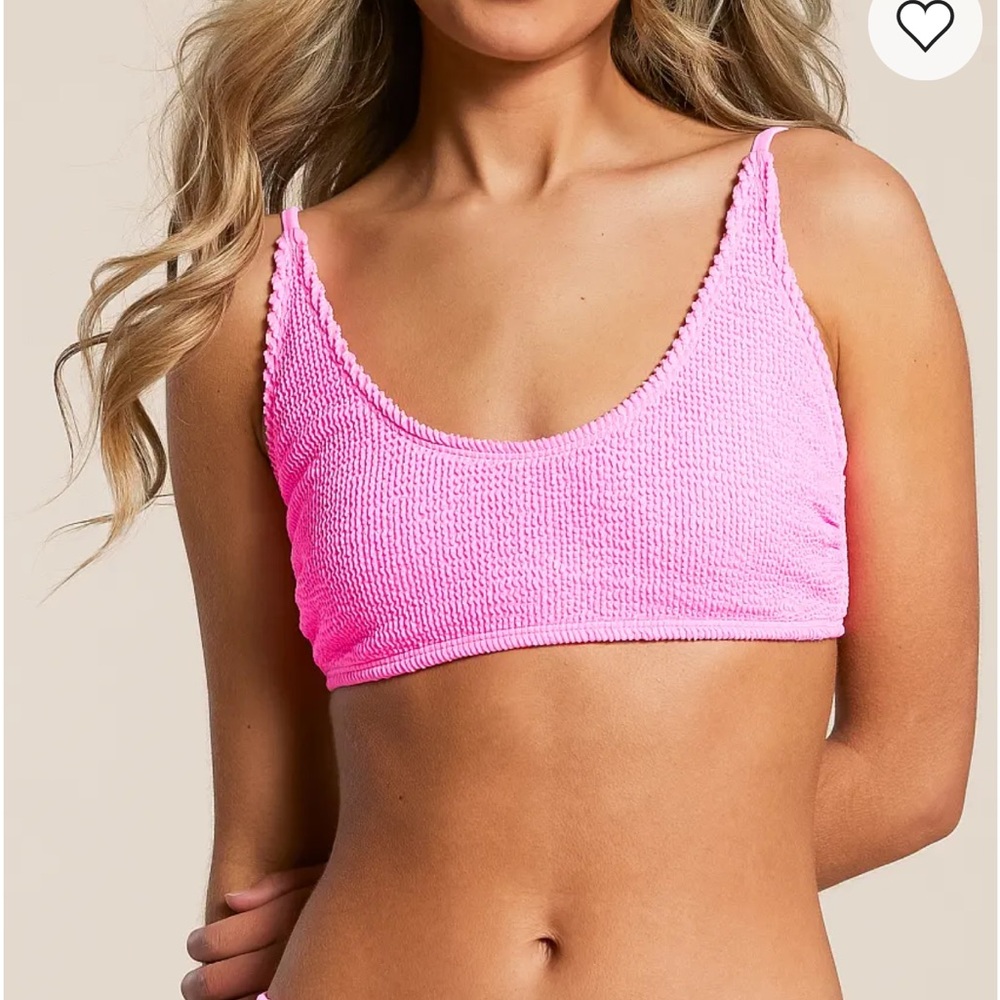 Hot Pink Bikini Top Large New Cyn & Luca Ribbed Swim Neon Bubblegum Adjustable